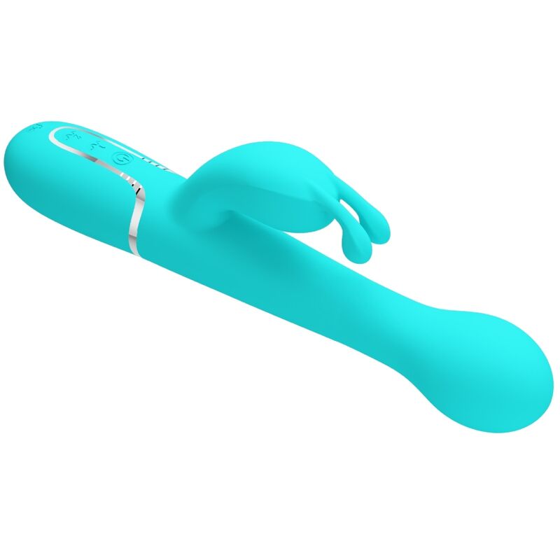 PRETTY LOVE - VIBRATORE DEJON RABBIT 3 IN 1 MULTIFUNZIONE VERDE ACQUA – Vibratori di coniglio – foto 5