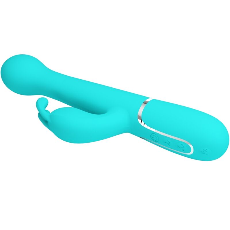 PRETTY LOVE - VIBRATORE DEJON RABBIT 3 IN 1 MULTIFUNZIONE VERDE ACQUA – Vibratori di coniglio – foto 3
