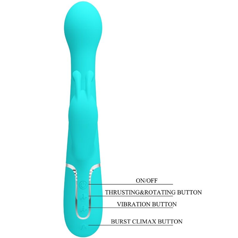 PRETTY LOVE - VIBRATORE DEJON RABBIT 3 IN 1 MULTIFUNZIONE VERDE ACQUA – Vibratori di coniglio – foto 8