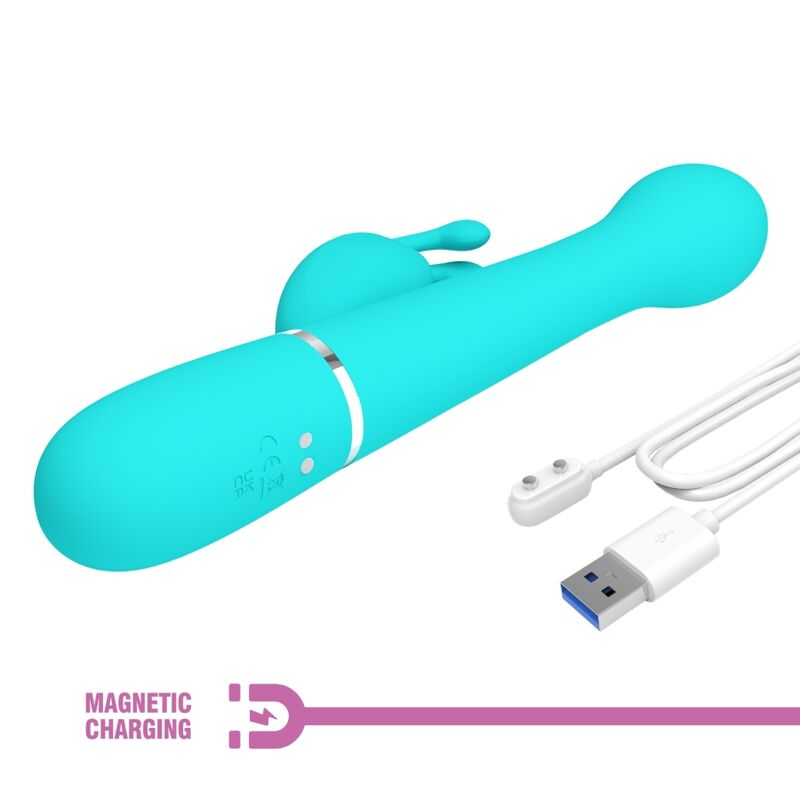 PRETTY LOVE - VIBRATORE DEJON RABBIT 3 IN 1 MULTIFUNZIONE VERDE ACQUA – Vibratori di coniglio – foto 9