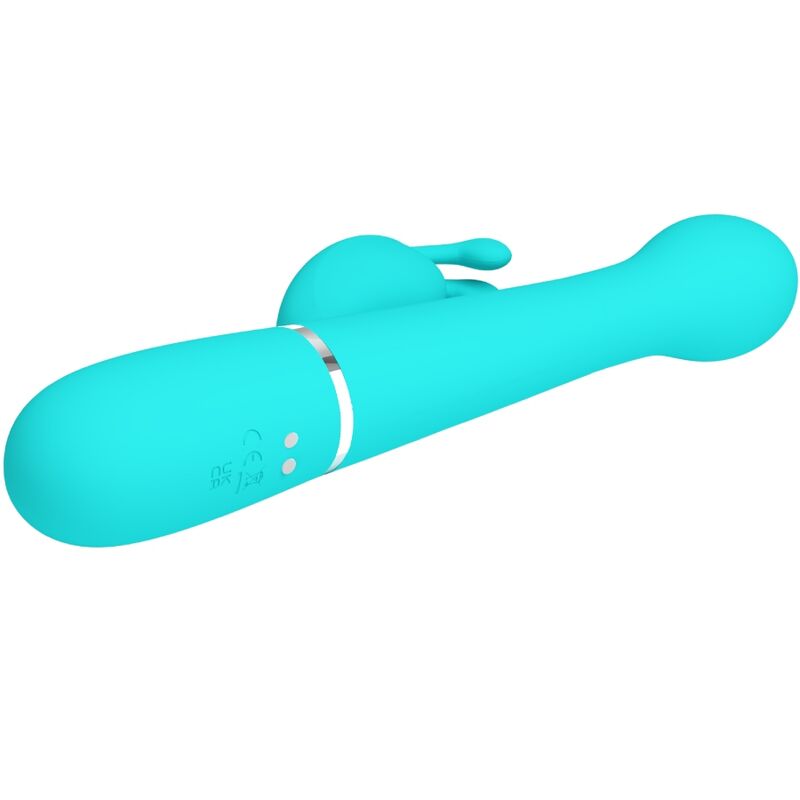 PRETTY LOVE - VIBRATORE DEJON RABBIT 3 IN 1 MULTIFUNZIONE VERDE ACQUA – Vibratori di coniglio – foto 4