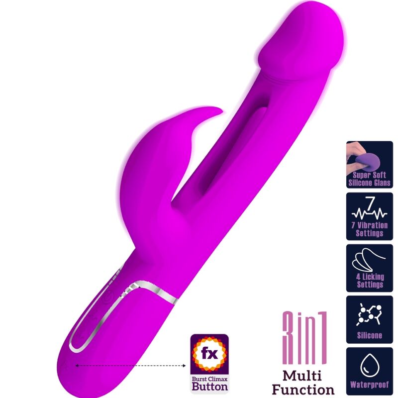 PRETTY LOVE - VIBRATORE DEJON RABBIT 3 IN 1 MULTIFUNZIONE FUCSIA – Vibratori di coniglio – foto 10