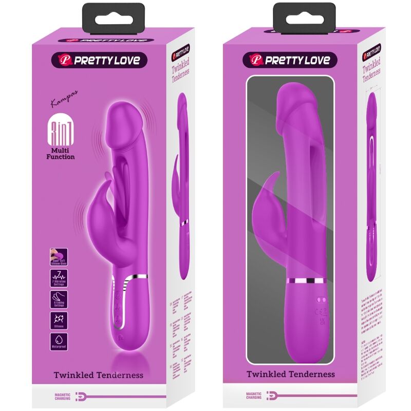 PRETTY LOVE - VIBRATORE DEJON RABBIT 3 IN 1 MULTIFUNZIONE FUCSIA – Vibratori di coniglio – foto 11