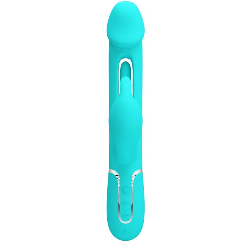 PRETTY LOVE - VIBRATORE DEJON RABBIT 3 IN 1 MULTIFUNZIONE VERDE ACQUA – Vibratori di coniglio – foto 2