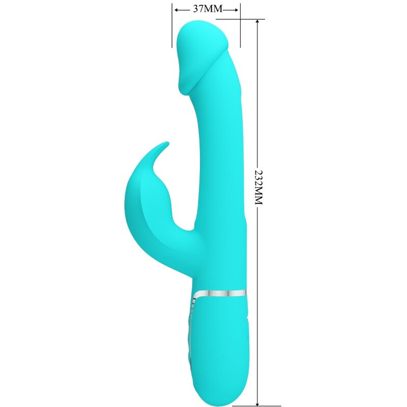 PRETTY LOVE - VIBRATORE DEJON RABBIT 3 IN 1 MULTIFUNZIONE VERDE ACQUA – Vibratori di coniglio – foto 7