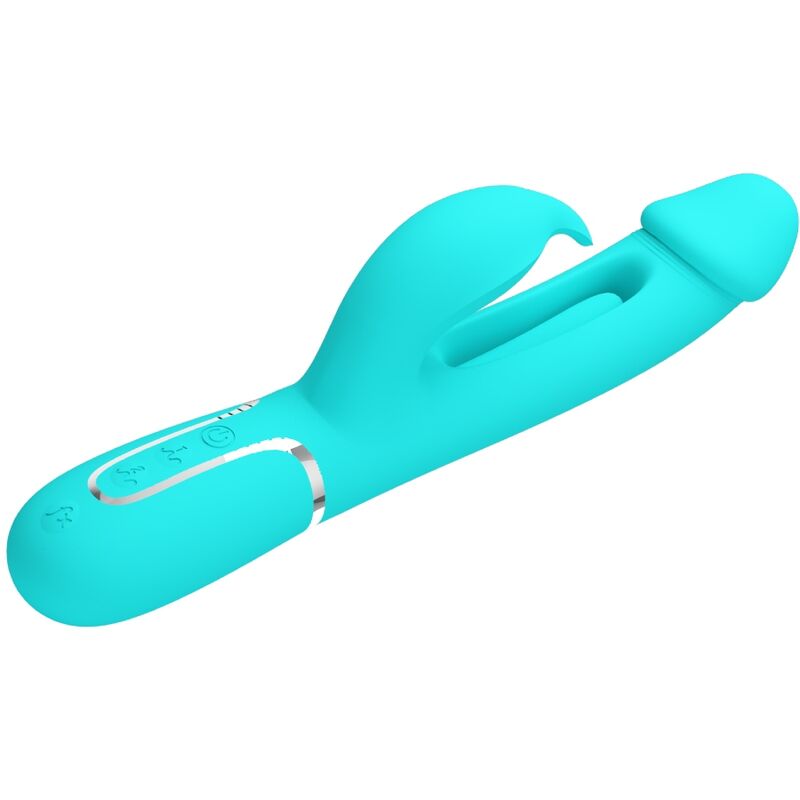 PRETTY LOVE - VIBRATORE DEJON RABBIT 3 IN 1 MULTIFUNZIONE VERDE ACQUA – Vibratori di coniglio – foto 3