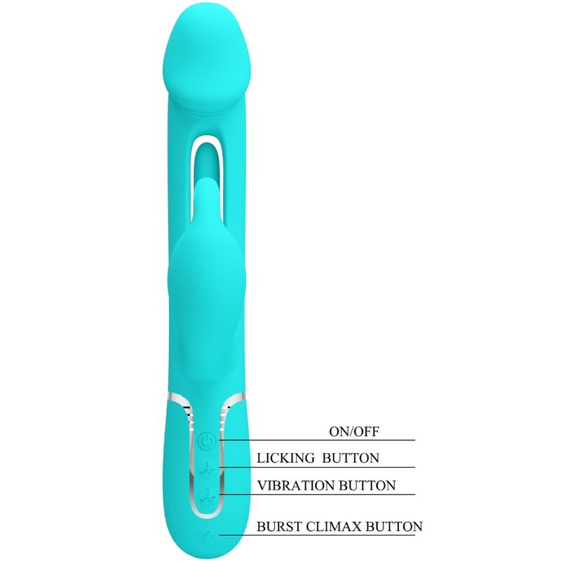 PRETTY LOVE - VIBRATORE DEJON RABBIT 3 IN 1 MULTIFUNZIONE VERDE ACQUA – Vibratori di coniglio – foto 8