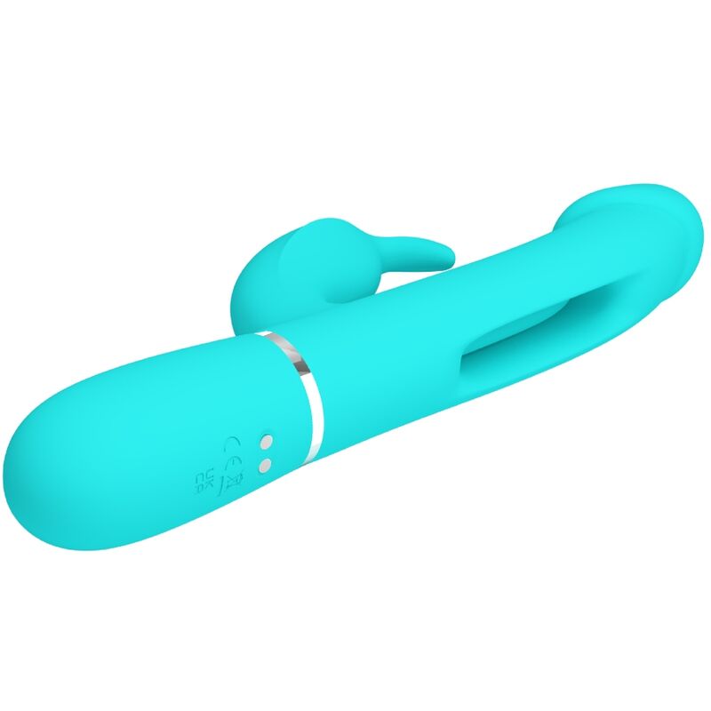 PRETTY LOVE - VIBRATORE DEJON RABBIT 3 IN 1 MULTIFUNZIONE VERDE ACQUA – Vibratori di coniglio – foto 4