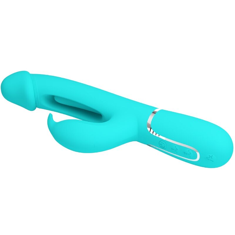 PRETTY LOVE - VIBRATORE DEJON RABBIT 3 IN 1 MULTIFUNZIONE VERDE ACQUA – Vibratori di coniglio – foto 5