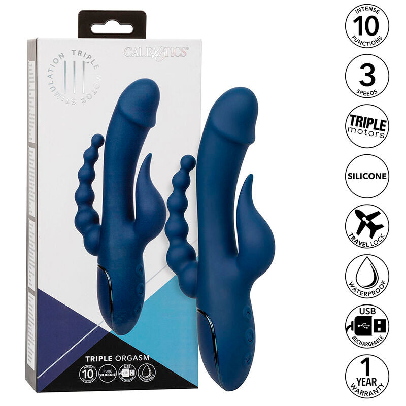 CALEXOTICS - VIBRATORE TRIPLO ORGASMO BLU – Vibratori di coniglio – foto 2