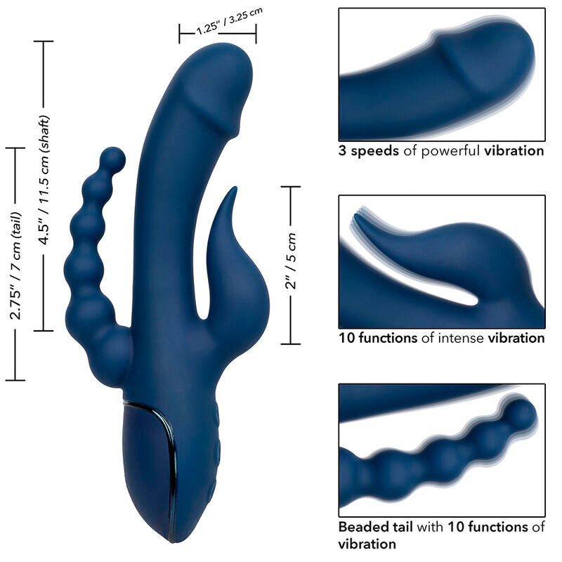 CALEXOTICS - VIBRATORE TRIPLO ORGASMO BLU – Vibratori di coniglio – foto 9