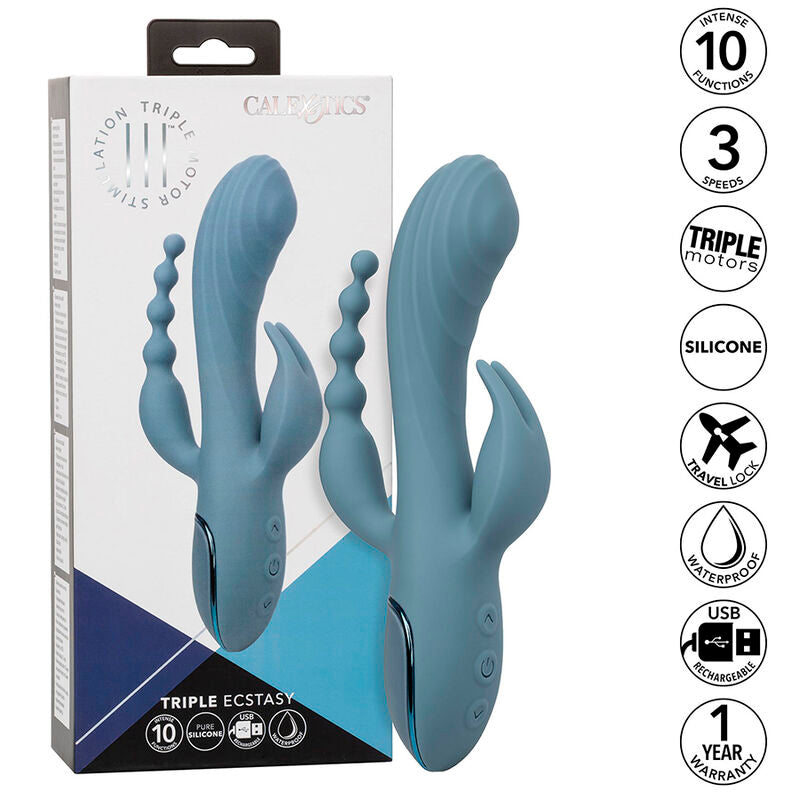 CALEXOTICS - VIBRATORE TRIPLE ECSTASY GRIGIO – Vibratori di coniglio – foto 2