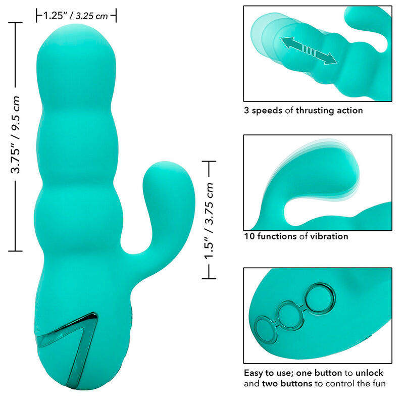 CALEXOTICS - VIBRATORE DEL MAR DIVA RABBIR AQUA GREEN DI CALIFORNIA DREAMING – Vibratori di coniglio – foto 9