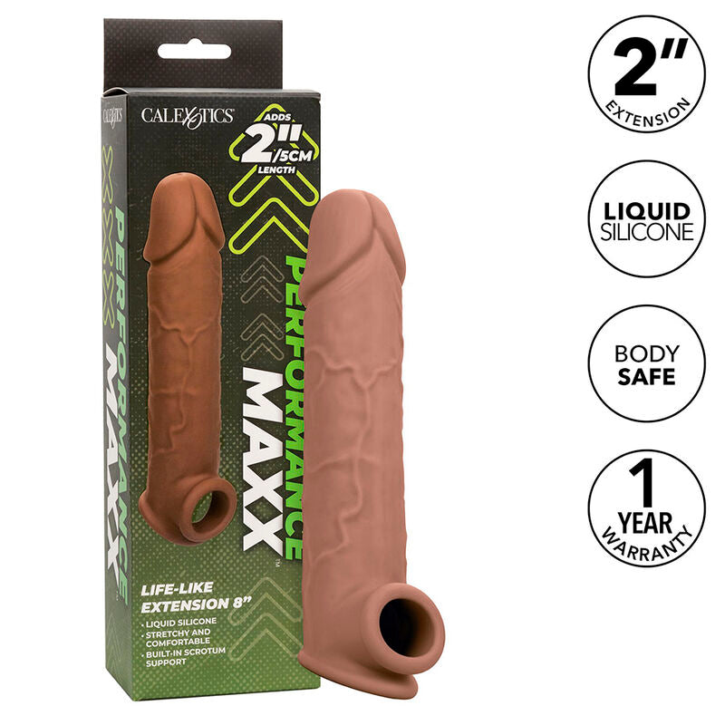 CALEXOTICS - PERFORMANCE MAXX LIFE-LIKE EXTENSION 8 PELLE MARRONE – Copri pene con estensione – foto 2