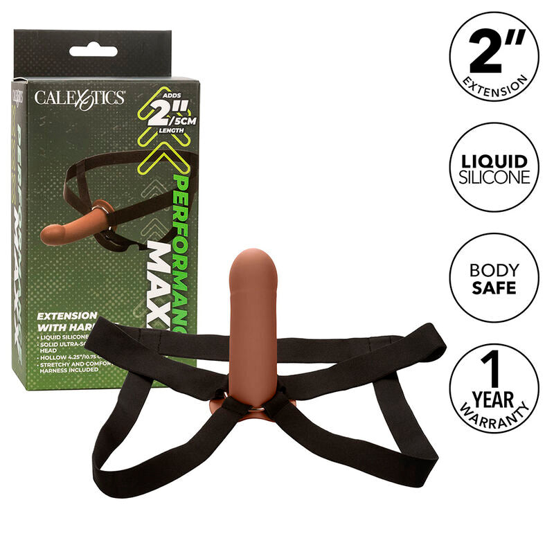 CALEXOTICS - ESTENSIONE MAXX PERFORMANCE CON PELLE MARRONE – Estensore del pene con imbracatura – foto 2
