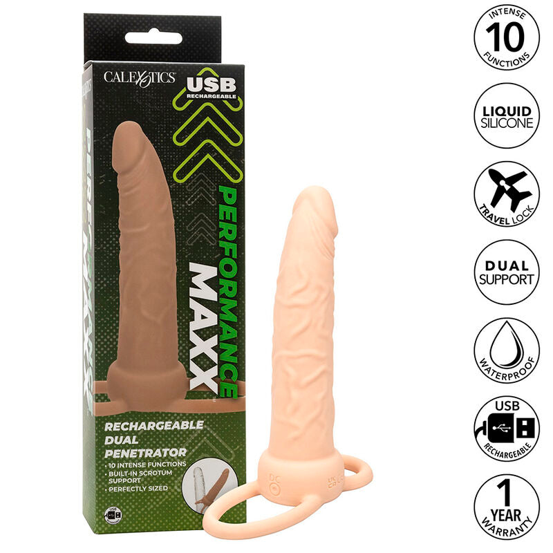 CALEXOTICS - PERFORMANCE MAXX RICARICABILE DOPPIO PENETRATORE PELLE LEGGERA – Anelli a doppia penetrazione – foto 3