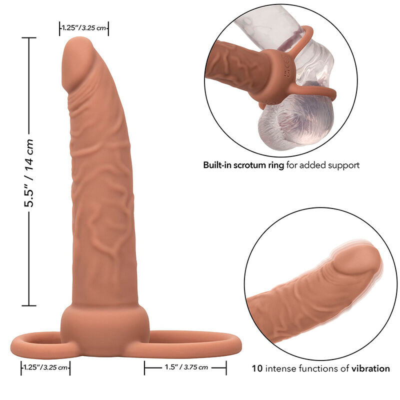 CALEXOTICS - PERFORMANCE MAXX RICARICABILE DOPPIO PENETRATORE MARRONE PELLE – Anelli a doppia penetrazione – foto 13