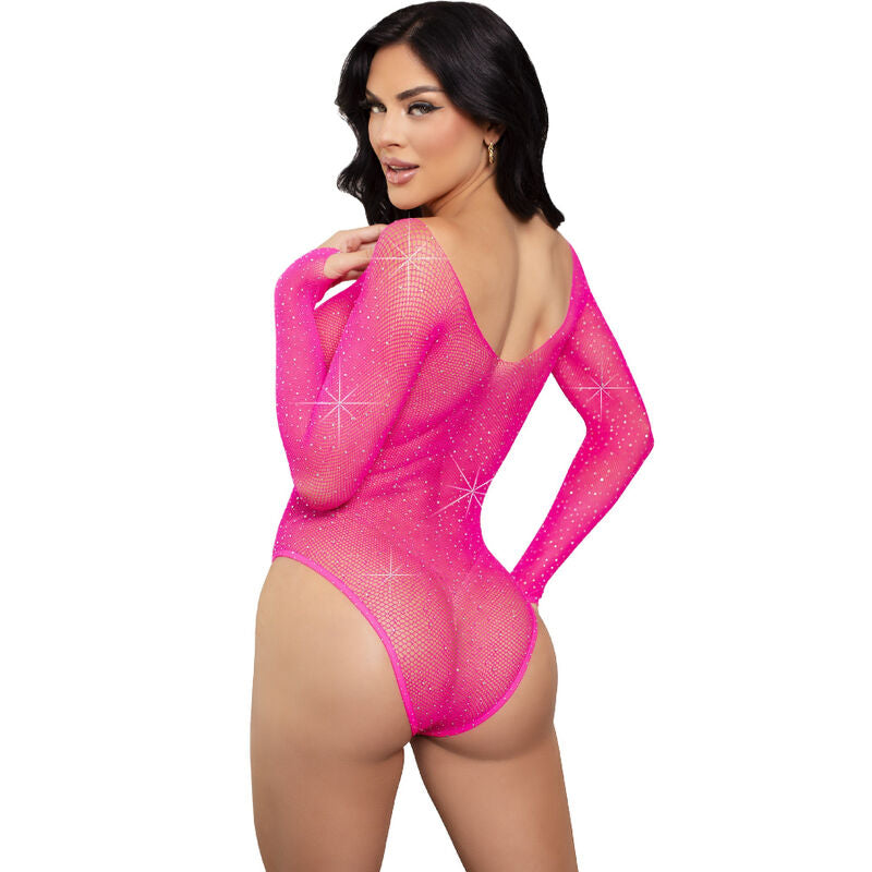 LEG AVENUE - BODY MANICA LUNGA CRISTALLIZZATO FUCSIA – Body – foto 2