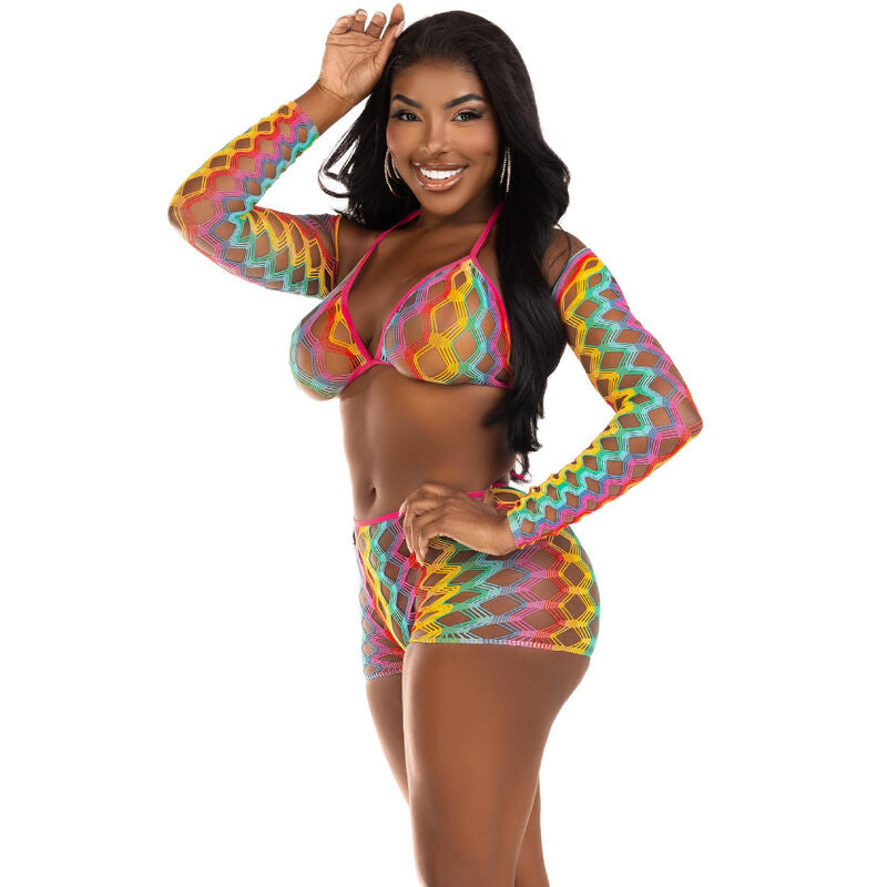 LEG AVENUE - SET TRE PEZZI MULTICOLORE – Insieme sexy della biancheria – foto 3