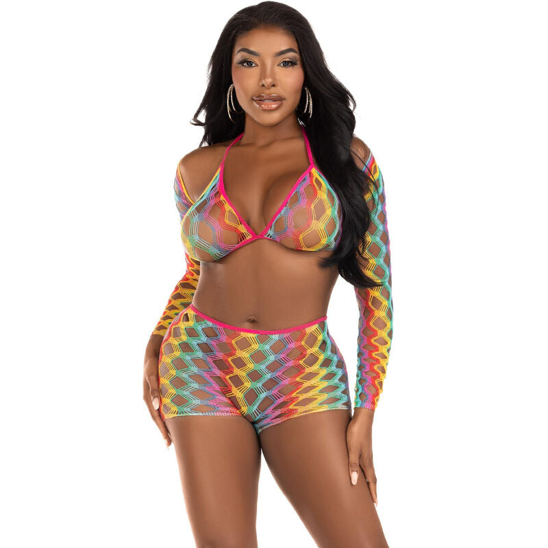 LEG AVENUE - SET TRE PEZZI MULTICOLORE – Insieme sexy della biancheria