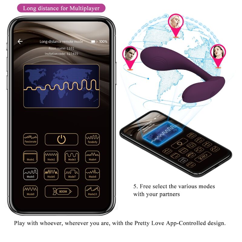 PRETTY LOVE - BAIRD G-SPOT 12 VIBRAZIONI RICARICABILE APP LILA – Vibratori con APP – foto 13