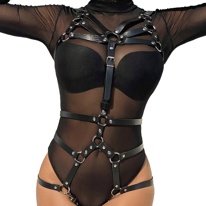 SUBBLIME - PETTORINA CINGHIE REGOLABILI IN PELLE NERO TAGLIA UNICA – Imbracatura