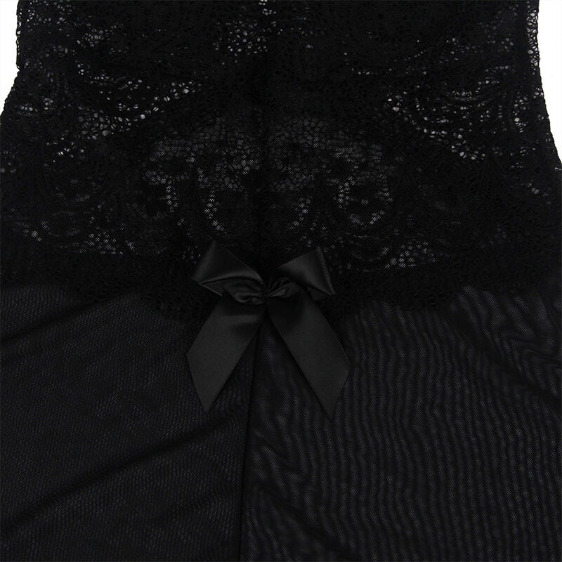 SUBBLIME - BABYDOLL TULLE CON DETTAGLI PIZZO E FIORI NERO S/M – Babydoll – foto 5