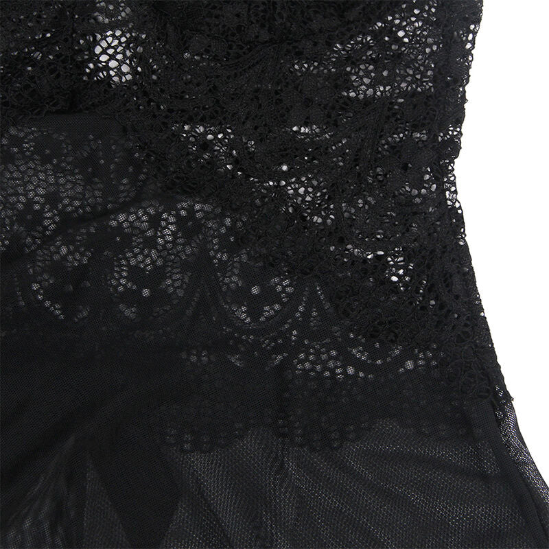 SUBBLIME - BABYDOLL TULLE CON DETTAGLI PIZZO E FIORI NERO L/XL – Babydoll – foto 8