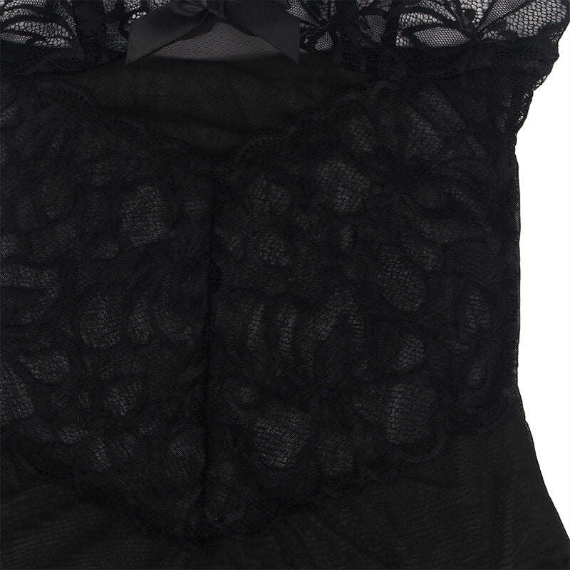 SUBBLIME - BABY DOLL CON SPALLINE REGOLABILI E PIZZO TRASPARENTE STAMPA FLOREALE NERO S/M – Babydoll – foto 10