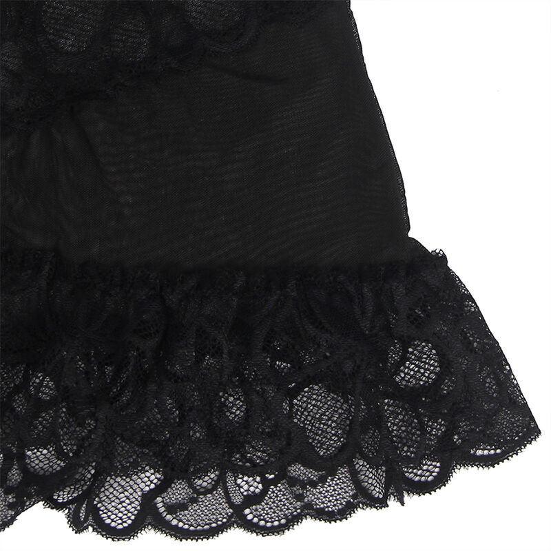 SUBBLIME - BABY DOLL CON SPALLINE REGOLABILI E PIZZO TRASPARENTE STAMPA FLOREALE NERO L/XL – Babydoll – foto 11
