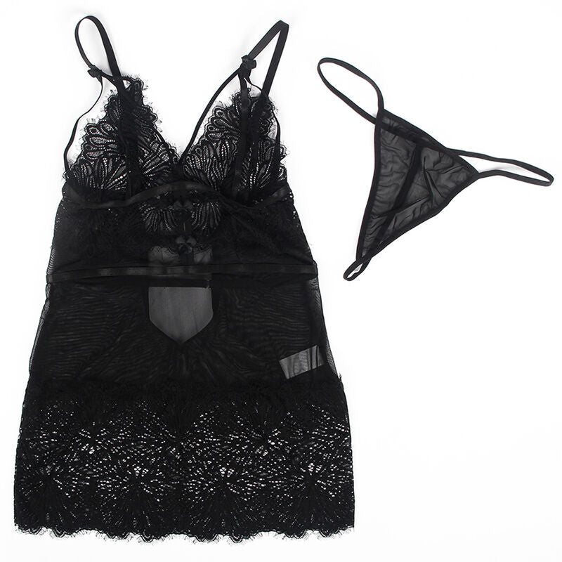 SUBBLIME - BABYDOLL CON SPALLINE REGOLABILI IN PIZZO NERO L/XL – Babydoll – foto 6