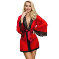 SUBBLIME - VESTAGLIA IN TESSUTO TRASPARENTE CON DETTAGLI IN PIZZO ROSSO L/XL – Vestaglia