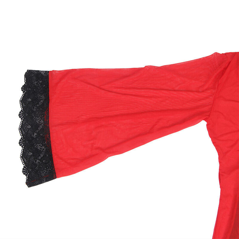 SUBBLIME - VESTAGLIA IN TESSUTO TRASPARENTE CON DETTAGLI IN PIZZO ROSSO L/XL – Vestaglia – foto 6