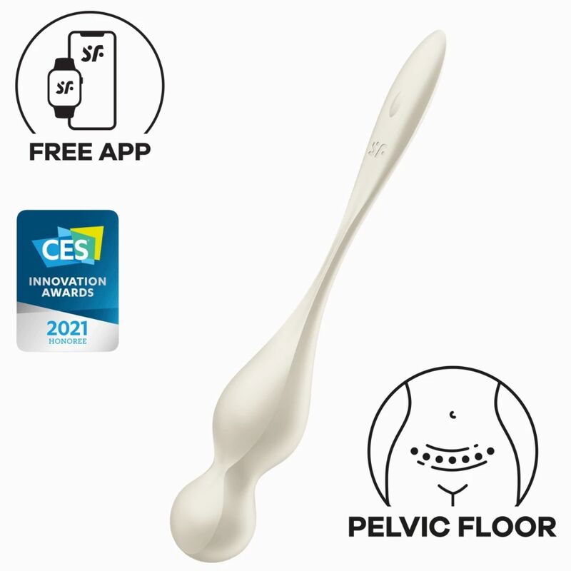 SATISFYER - LOVE BIRDS SFERE KEGEL VIBRANTI BIANCHE – Sfere di silicone