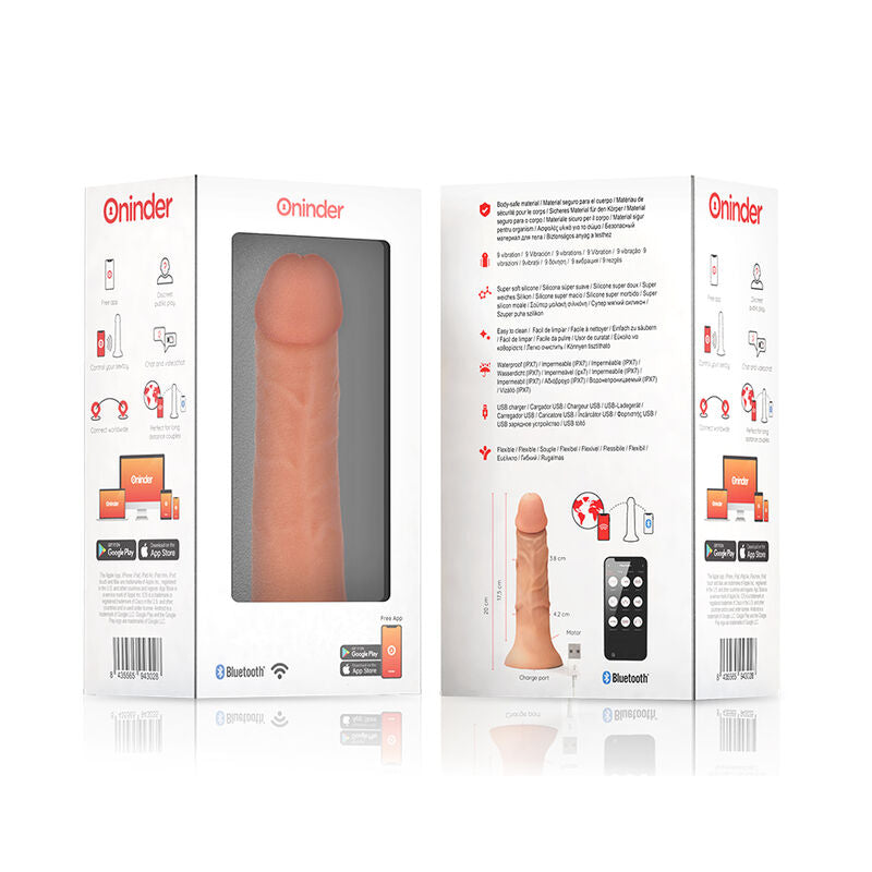 ONINDER - DILDO VIBRATORE MEDIO BOGOTÁ 9 VELOCITÀ NATURALE 20 CM -O- 4.2 CM - APP GRATUITA – Vibratori con APP – foto 7