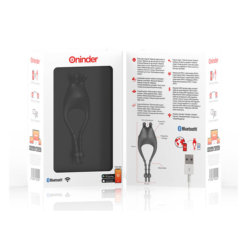 ONINDER - ANELLO VIBRATORE REGOLABILE RICARICABILE PAMPA CON STIMOLATORE CLITORIDE 10 VELOCITÀ - APP GRATUITA – Cockring con vibrazione – foto 7