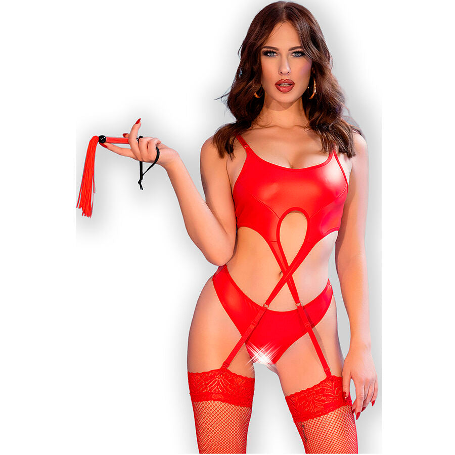 CHILIROSE - CR 4625 SET QUATTRO PEZZI SENZA CAVALLETTO ROSSO M – Babydoll con reggicalze