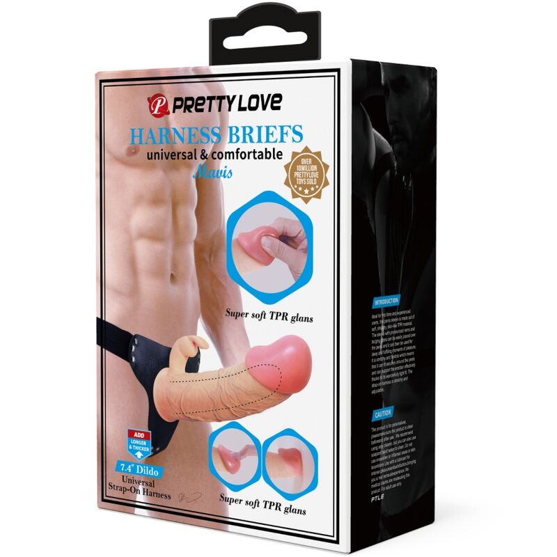 PRETTY LOVE - MAVIS HARNESS SLIP UNIVERSALE CON DILDO 19 CM NATURALE – Imbracature senza vibrazioni – foto 9