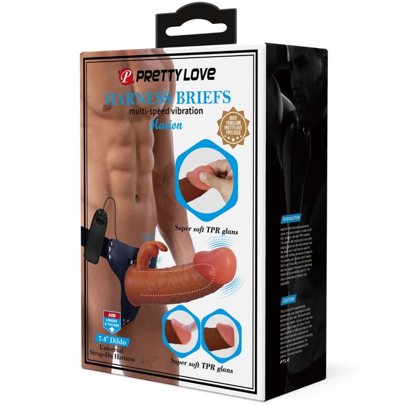 PRETTY LOVE - MARION HARNESS SLIP UNIVERSALE CON DILDO VIBRANTE 19 CM MARRONE – Imbracature a vibrazione – foto 9