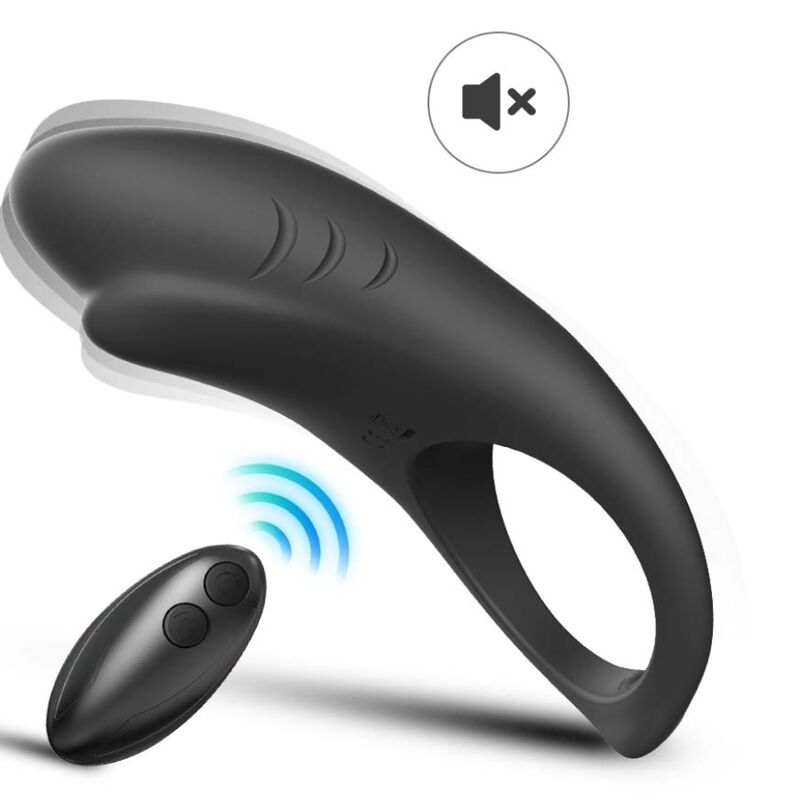 ARMONY - ANELLO VIBRATORE SHARK PER TELECOMANDO DI COPPIA NERO – Cockring con vibrazione – foto 2