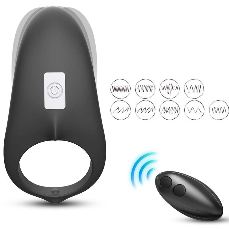 ARMONY - ANELLO VIBRATORE SHARK PER TELECOMANDO DI COPPIA NERO – Cockring con vibrazione