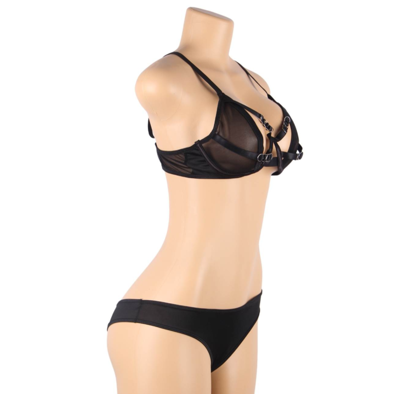 SUBBLIME - SET DUE PEZZI DI REGGISENO TRASPARENTE E STRISCE S/M – Reggiseno e slip – foto 7