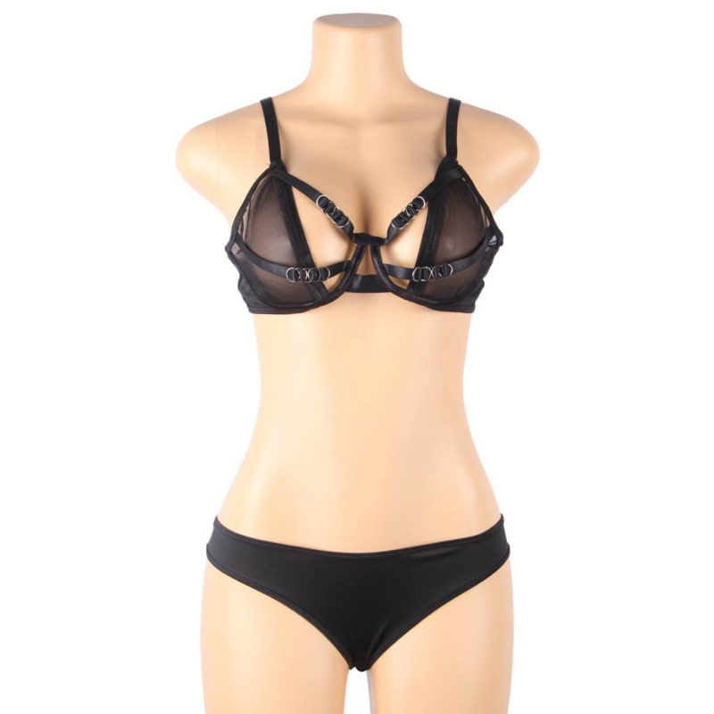 SUBBLIME - SET DUE PEZZI DI REGGISENO TRASPARENTE E STRISCE S/M – Reggiseno e slip – foto 9