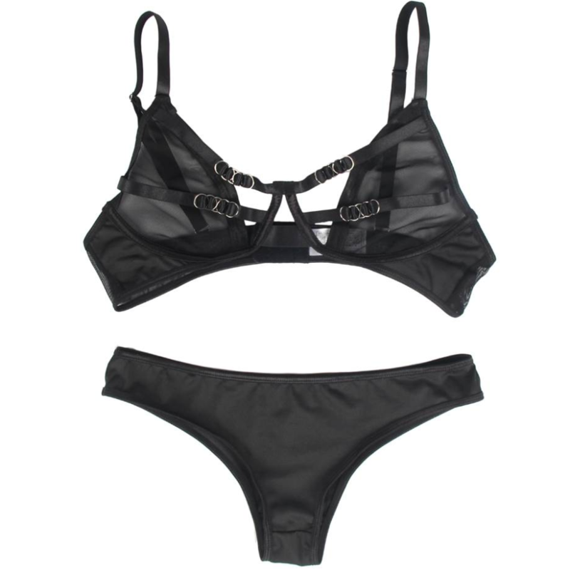 SUBBLIME - SET DUE PEZZI DI REGGISENO TRASPARENTE E STRISCE S/M – Reggiseno e slip – foto 11