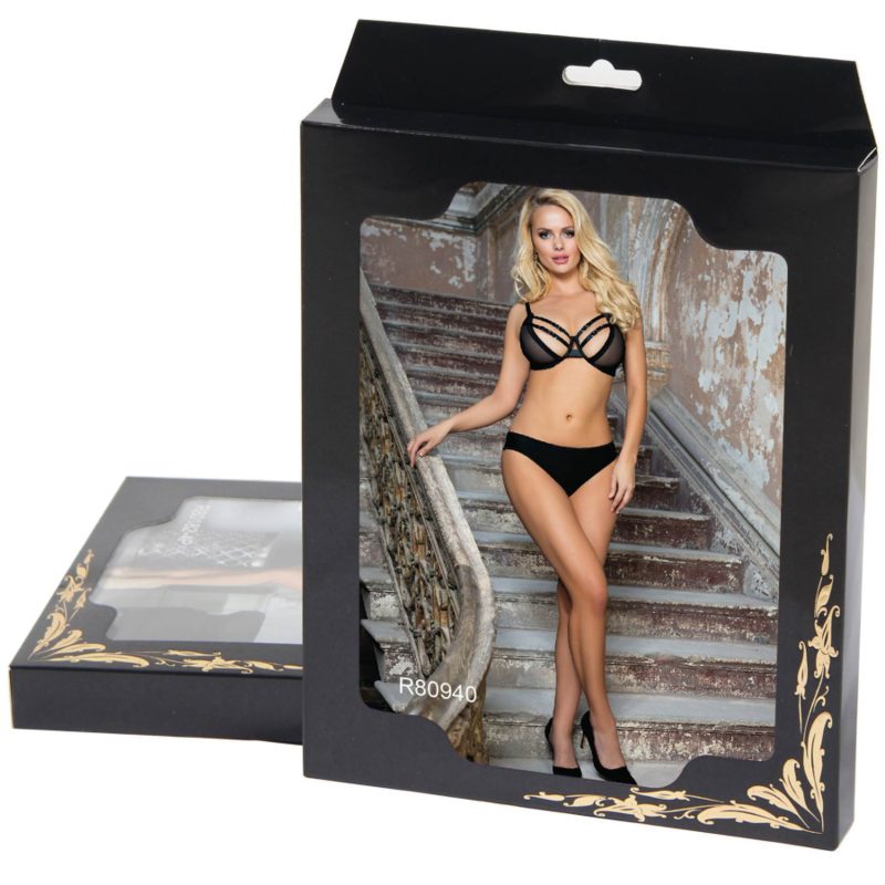 SUBBLIME - SET DUE PEZZI DI REGGISENO TRASPARENTE E STRISCE S/M – Reggiseno e slip – foto 12