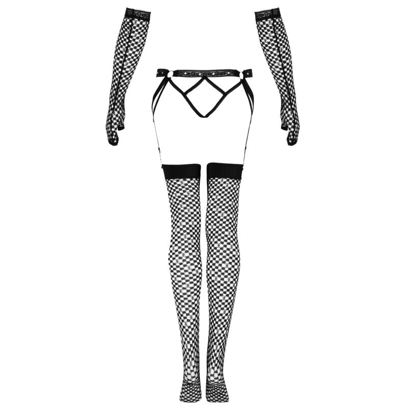 LIVCO CORSETTI FASHION - SET NEMALIA GIARRETTIERA + CALZE + GUANTI NERO – Babydoll con reggicalze – foto 5