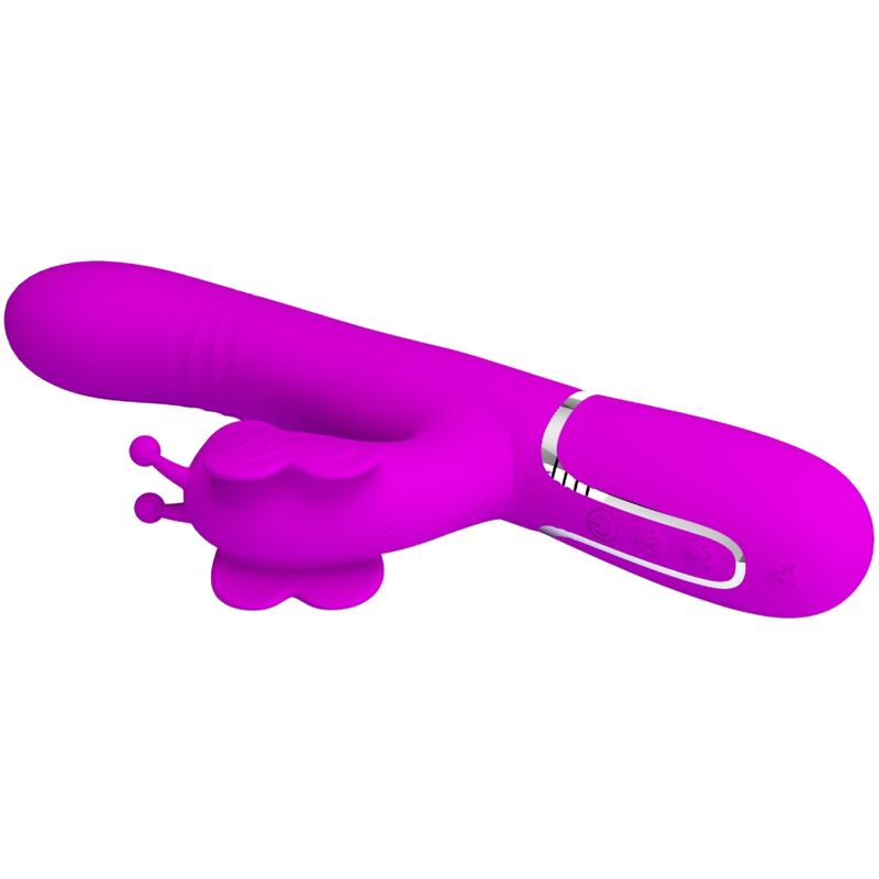 PRETTY LOVE - VIBRATORE MULTIFUNZIONE RABBIT 4 IN 1 FARFALLA FUCSIA – Vibratori di coniglio – foto 6