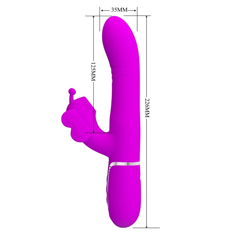 PRETTY LOVE - VIBRATORE MULTIFUNZIONE RABBIT 4 IN 1 FARFALLA FUCSIA – Vibratori di coniglio – foto 7