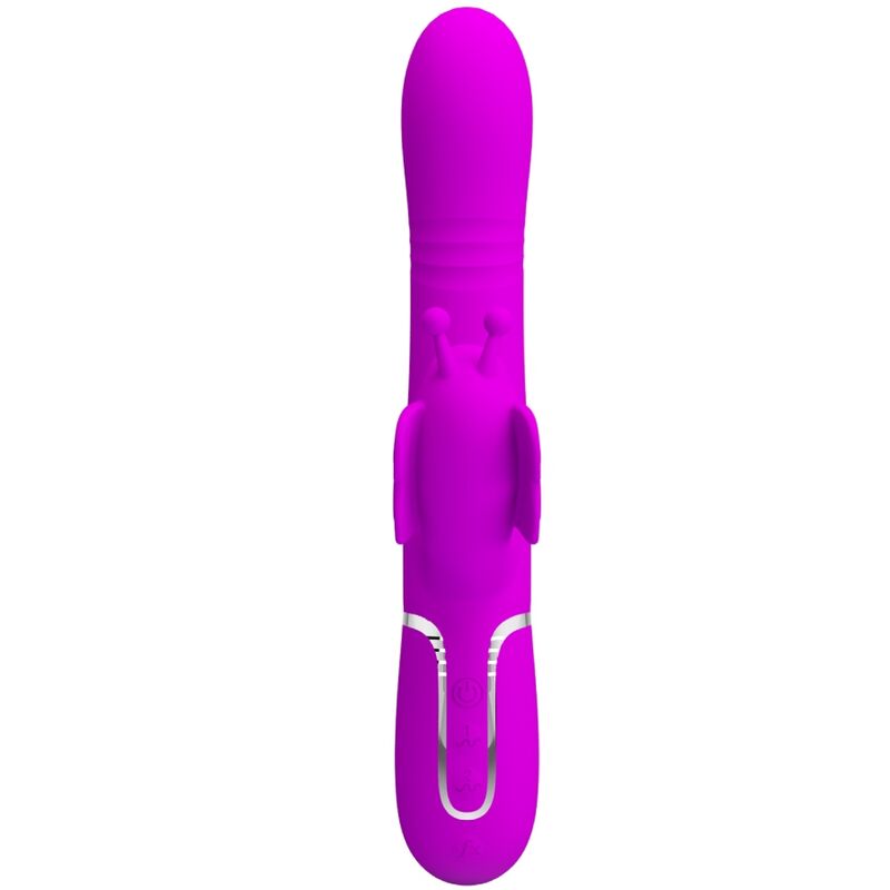 PRETTY LOVE - VIBRATORE MULTIFUNZIONE RABBIT 4 IN 1 FARFALLA FUCSIA – Vibratori di coniglio – foto 2