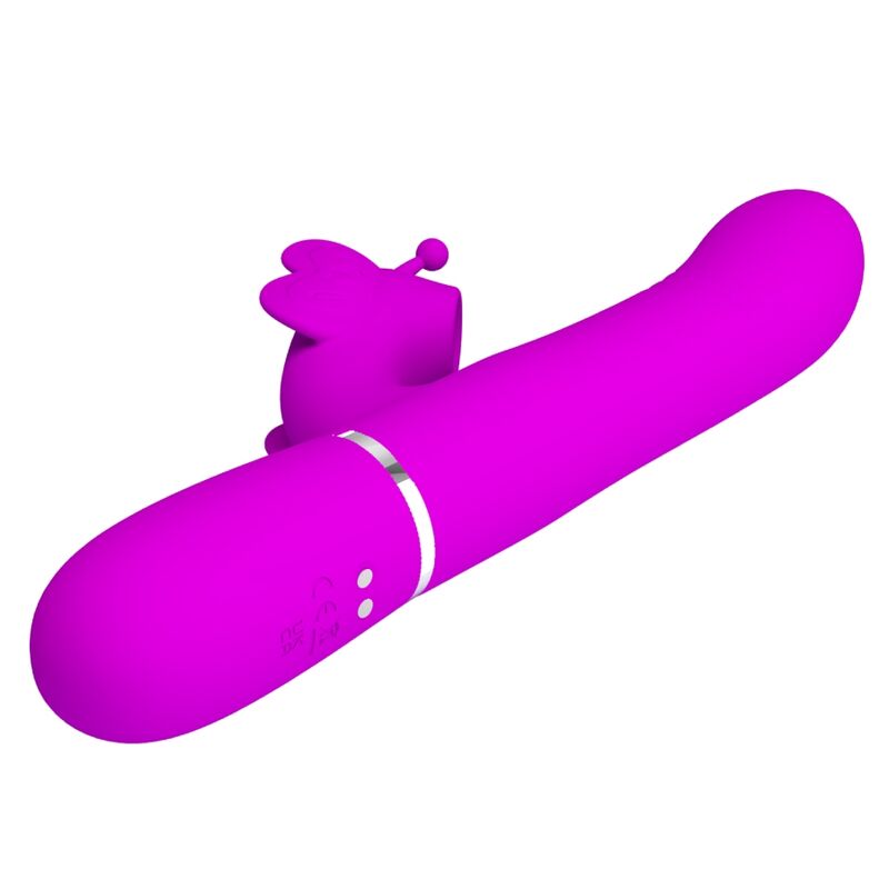 PRETTY LOVE - VIBRATORE MULTIFUNZIONE RABBIT 4 IN 1 FARFALLA FUCSIA – Vibratori di coniglio – foto 4
